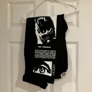 Black Graphic Straight Leg Pants